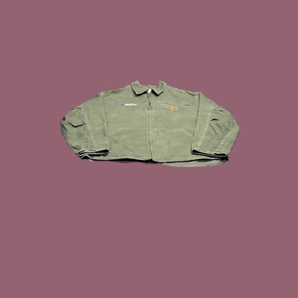 Vintage Y2K 2000’s Carhartt Dark Moss Green Zip Canvas Hamilton Detroit Jacket